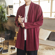 gió cổ lỏng áo khoác thủy triều quốc gia Trung Quốc Han quần áo của nam giới cardigan váy Zen váy Phật Robe nam áo gió Tang váy