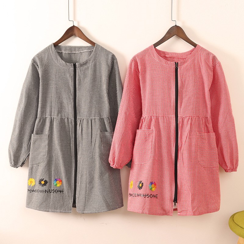 Apron zipper pocket cooking full surrounded fashion female Korean version of the new 2021 explosion pure cotton summer Korean version