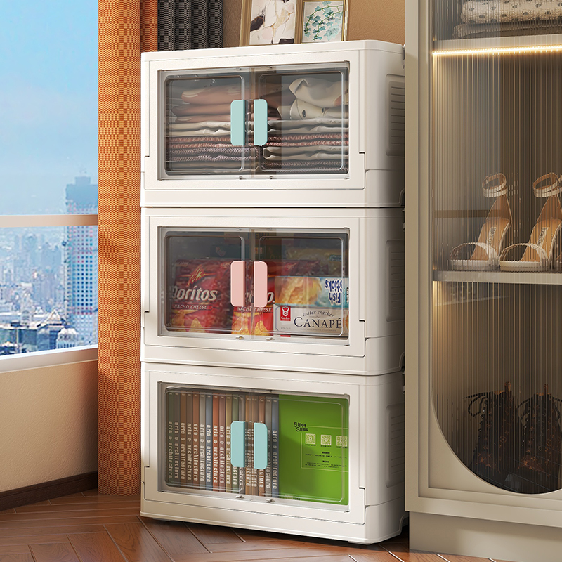 Healing transparent foldable container box houseplastic double door decoration box bedroom large-size cooling cabinet