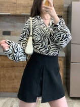 Julu 2021 new short skirt womens fat mm large size is thin and belly-covering black half-length hakama femininity