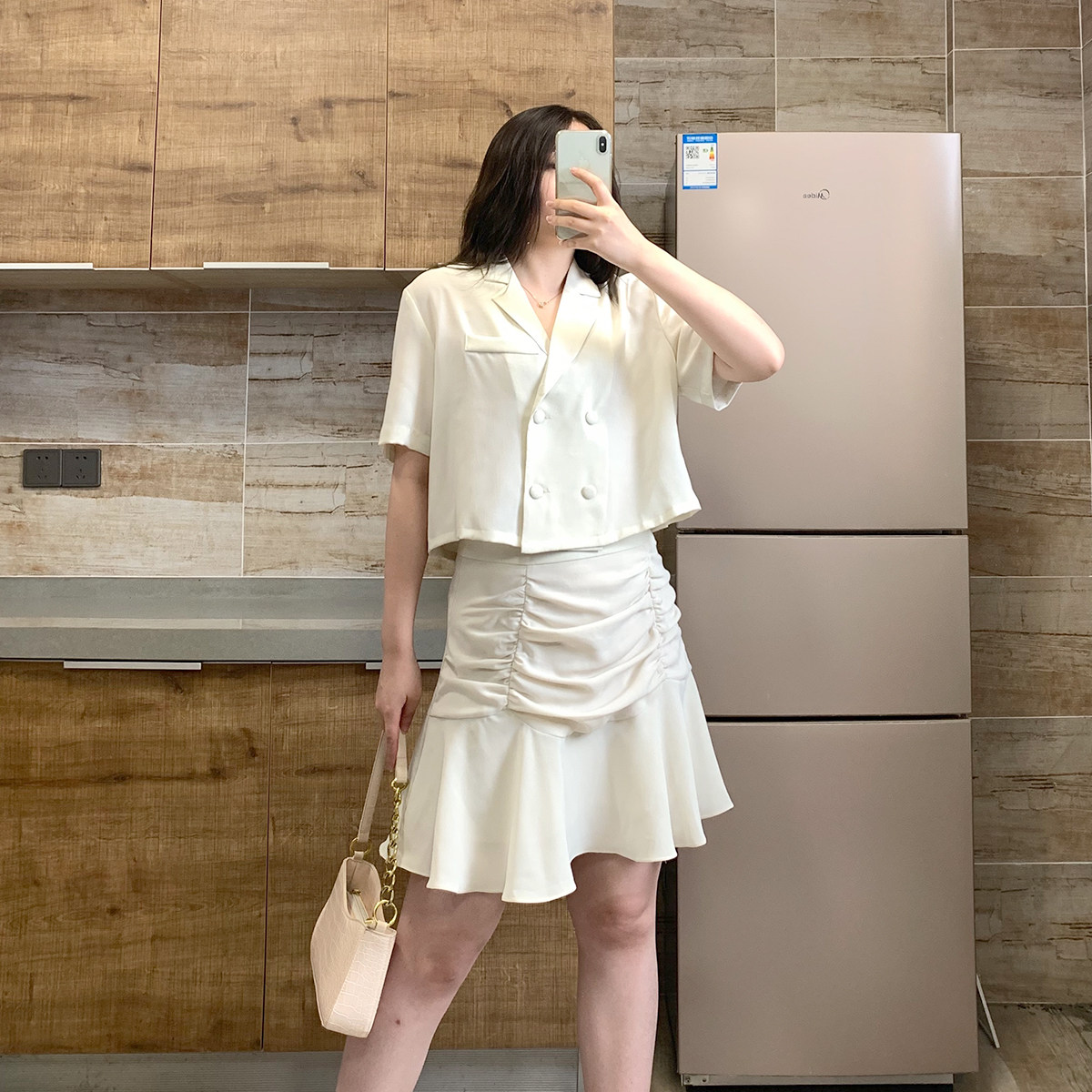 Julu Studio slightly fat custom half-length fishtail skirt suit jacket Western style age-reducing two-piece female slimming suit