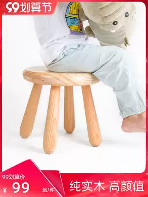Children's stool solid wood small stool low stool home creative kindergarten small bench chair baby small round stool stepping stool