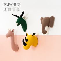 PAPAHUG|Animal head wall hanging ins Childrens room wall decoration model room Fabric soft giraffe