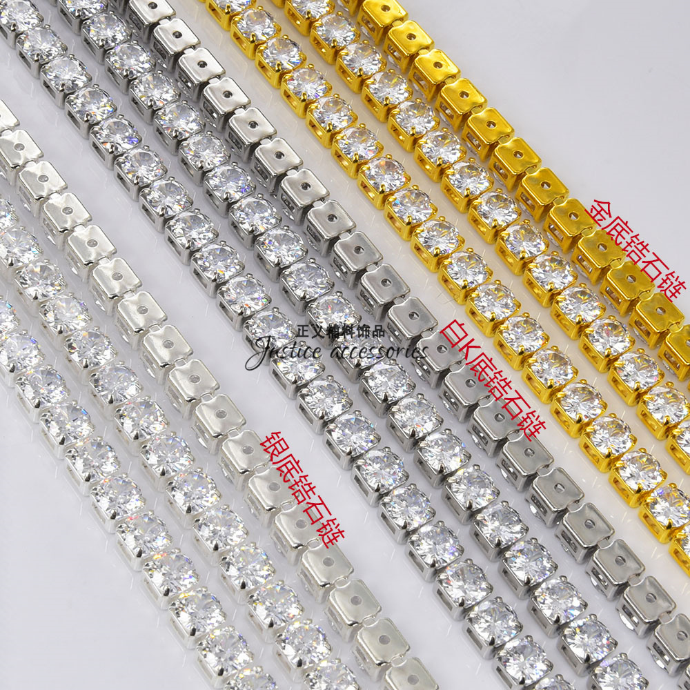 高品質ジルコンクローチェーンシルバーデンス5AラインストーンチェーンDIY携帯電話ケースダイヤモンドブランドアクセサリー装飾材料