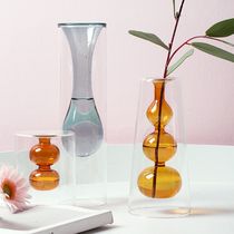  Nordic ins transparent glass small vase raising bamboo color gourd creative flower arrangement living room home decoration ornaments