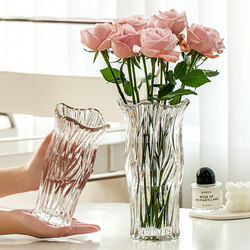 Vase ornaments living room flower arrangement glass transparent water rose Lily Accessible Luxury Fancy flower dining table Crystal large