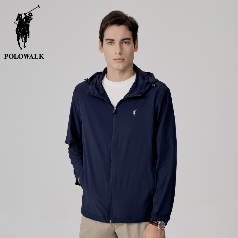 Polowalk Men's Outdoor Sun Protection Hooded Jacket Summer New Top Lightweight Casual Windproof Sports Jacket