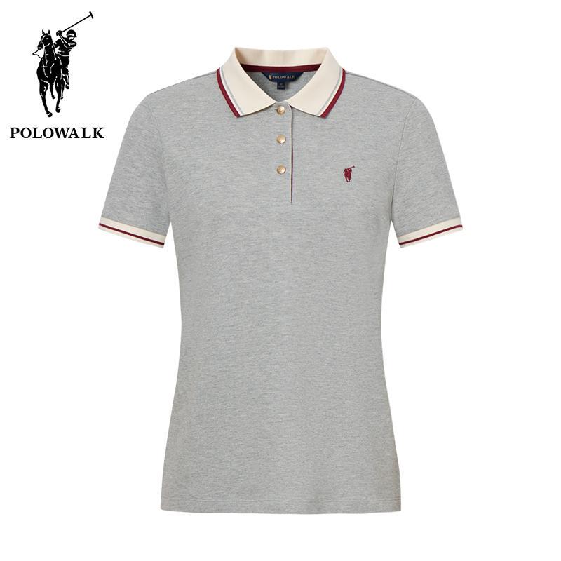 Polowalk Retro Contrast Color Collar Short-Sleeved Polo Shirt for Women 2025 Summer Elegant Slim Embroidered Short-Sleeved T-Shirt Polowalk Retro Contrast Color Collar Short-Sleeved Polo Shirt for Women 2025 Summer Elegant Slim Embroidered Short-Sleeved T-Shirt