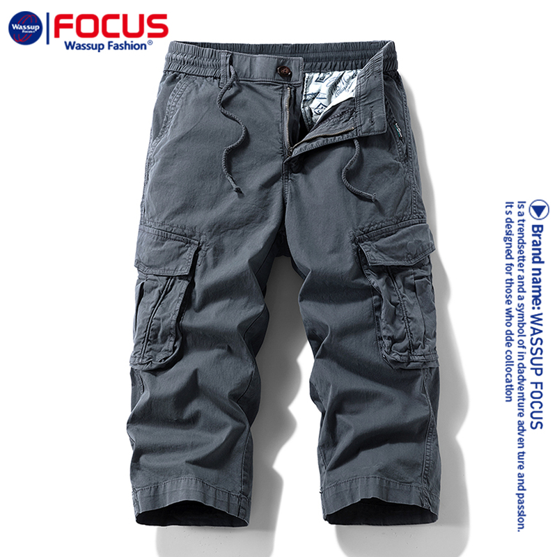 Wassup Focus Summer Cropped Cargo Shorts Men's Pure Cotton Casual Pants Summer Straight-Leg Eight-Point Pants Wassup Focus Summer Cropped Cargo Shorts Men's Pure Cotton Casual Pants Summer Straight-Leg Eight-Point Pants