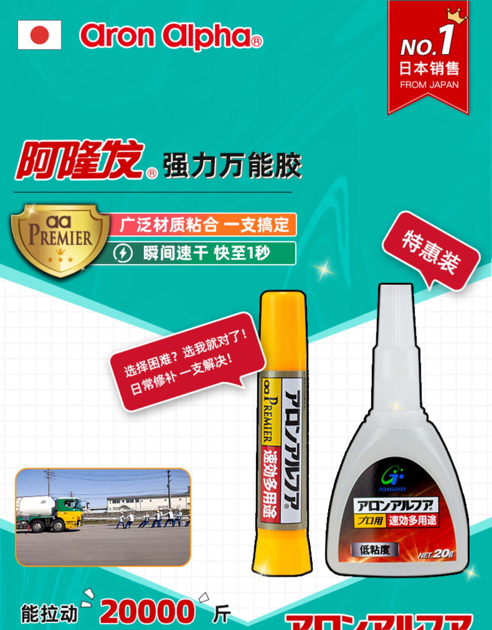 日本销量第一  阿隆发 防水强力速干胶 鞋子快干胶 图1