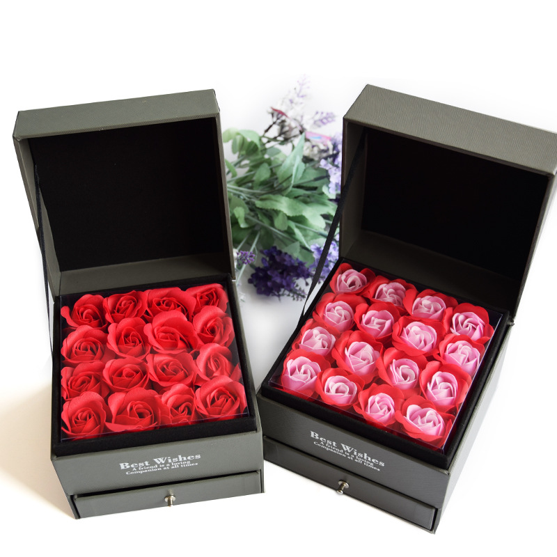Valentine's Day Rose Flowers 520 Gift Boxes Suit Forever Letdown Double Drawer Mouth Red Packaging Box Soap Flower box