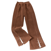 Girl Spring Autumn Pants 2024 New Ocean Gas Fried Street Trendy Pants Tennis Red Girl Open Fork Fall Microhorn Pants