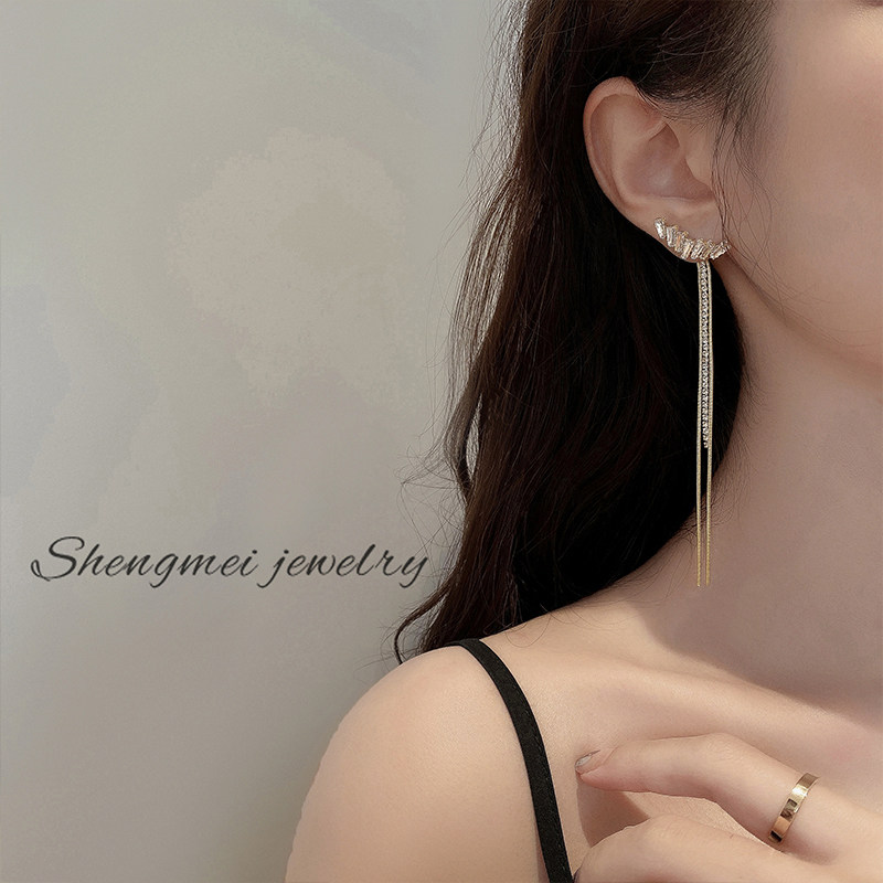 Korean tassel earrings female long style temperament high-grade earrings 2022 new trend light luxury niche design stud earrings