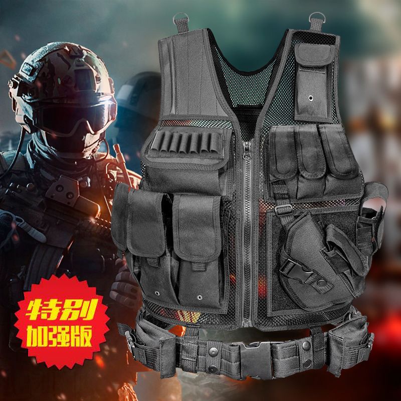 Tactical Vest, Black Multifunctional Breathable Vest, Military Enthusiast Cs Field Protective Equipment, Instructor Training Clothing