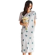 Phim hoạt hình chân dung mùa hè mới bộ đồ ngủ nữ cotton ngắn tay dài phong cách hàn quốc đẹp thanh niên mặc nhà mỏng - Đêm đầm