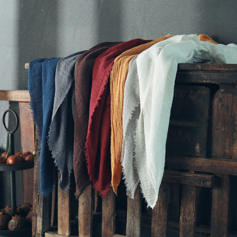 Retro photography linen cotton raw texture tablecloth tablecloth pleated background cloth Japanese set tablecloth photo props