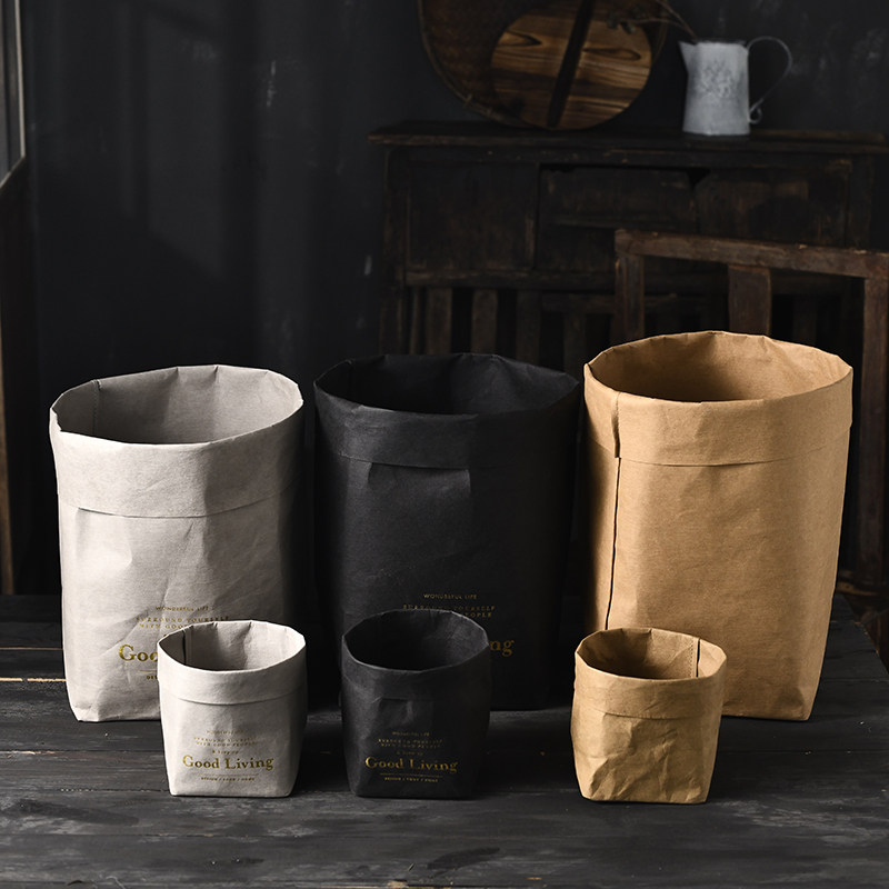 Kraft paper bag washable to rip without rotten Nordic creative retro gourmet food Dry flower to contain Prop Photography Swing Piece