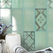 European and American simple Series green light luxury Net red small flower brick bathroom place living room background wall corridor balcony wall tile