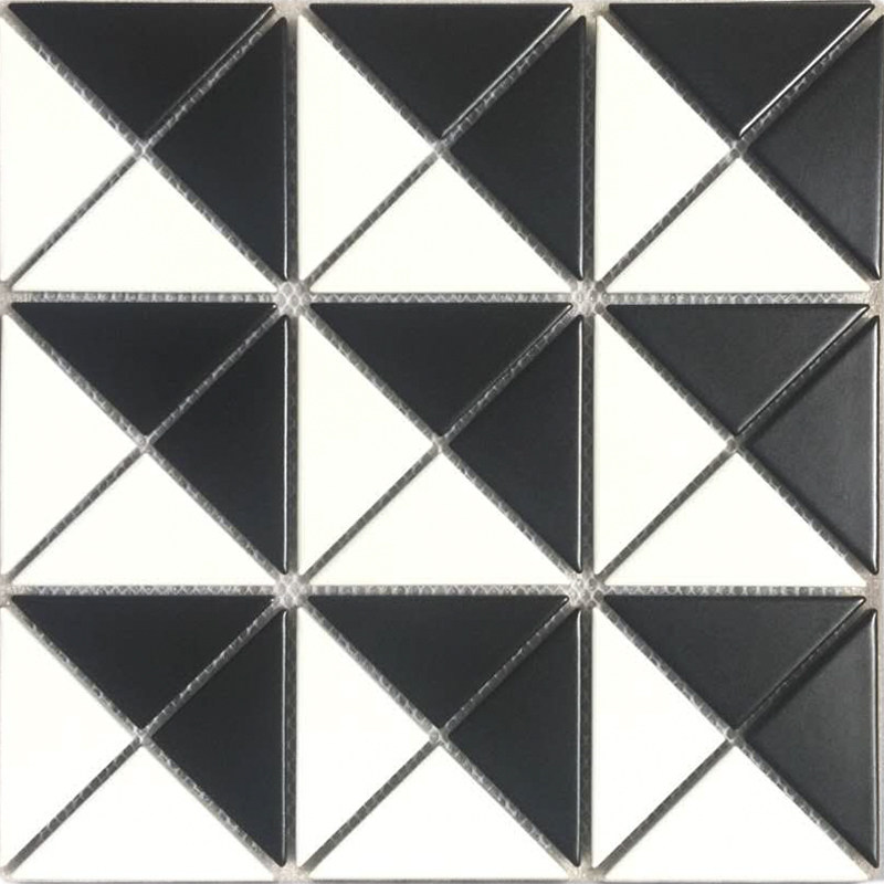 Black and white matte triangular mosaic tiles Nordic modern kitchen powder room bar living room background wall