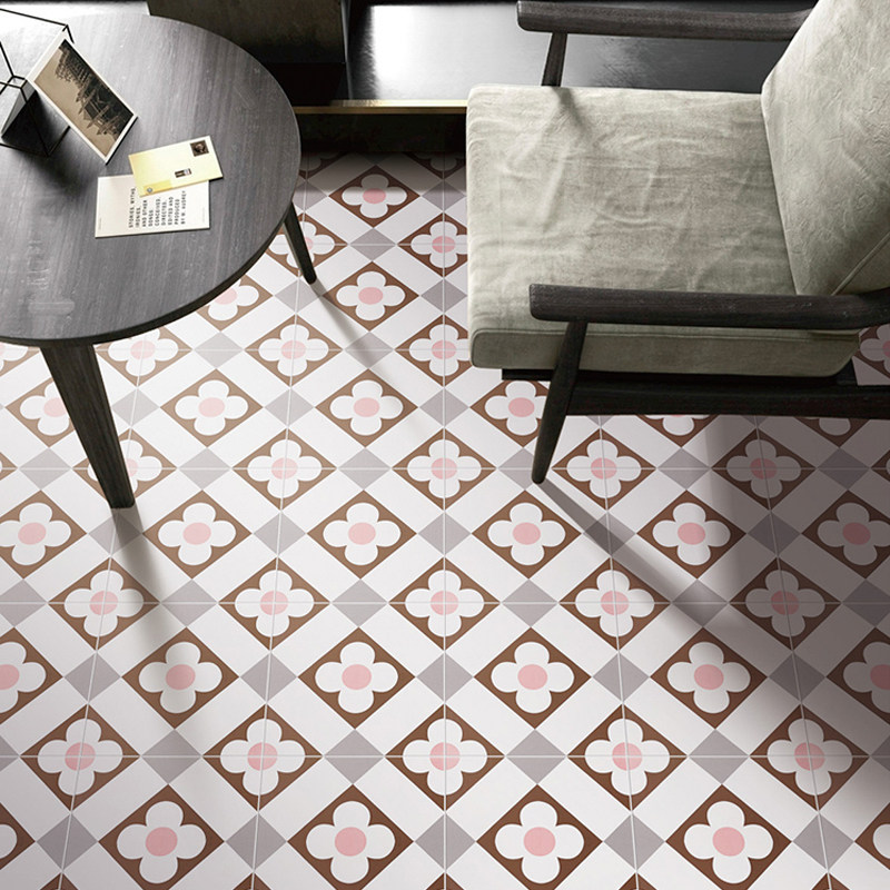 Oteins Nordic tile pink flower brick 200x200 American Balcony Make-up Room Small Flower Brick floor tiles