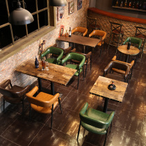Cafe bar armchair retro industrial loft dining table and chairs Hong Kong style milk tea dessert shop sofa table and chair combination