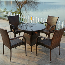 Outdoor furniture courtyard villa garden terrace balcony rattan table and chairs coffee milk tea shop three or five sets of rattan chairs