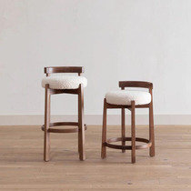 Nordic solid wood sherpa bar chair modern simple light luxury high chair home bar stool front bar chair customization