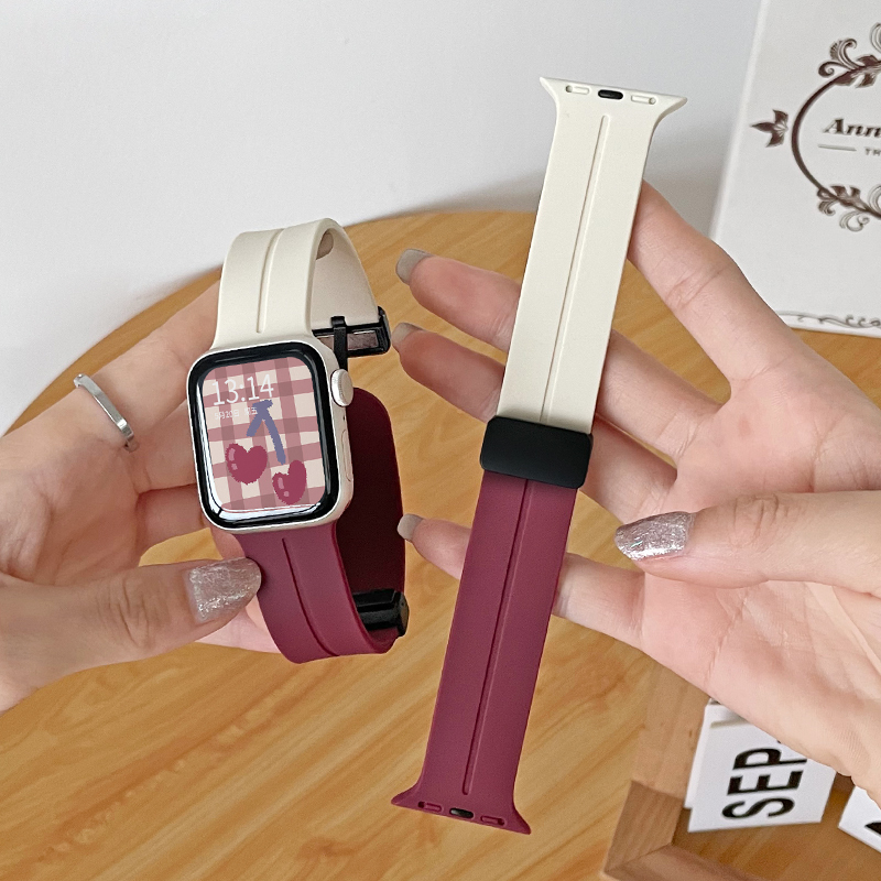 Psnld Is Suitable for Apple Watch iWatch Watch Strap Applewatchs9/8/7/6/5 New Silicone Magnetic Strap S9S8S7S6 Replacement Strap Red for Men and Women Iwatchse
