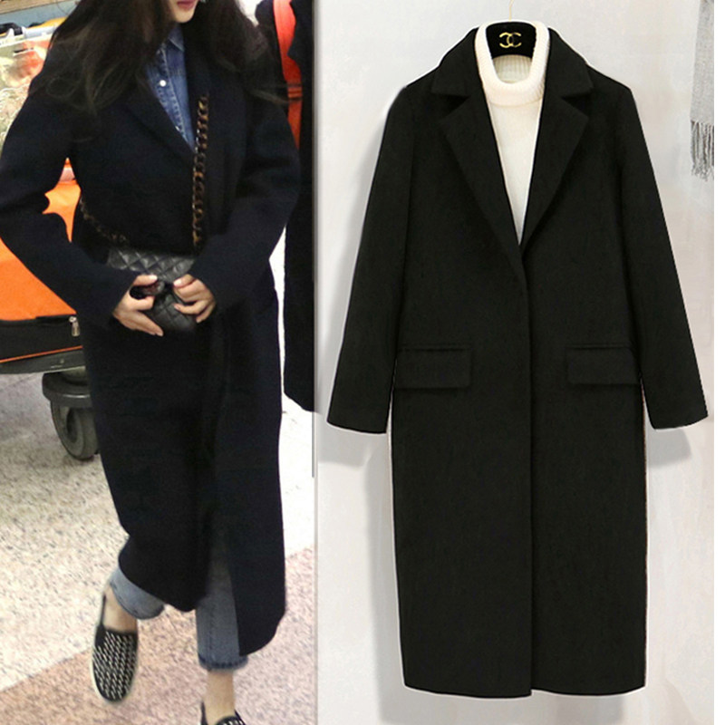 Celebrity Tong Liya same style 22 autumn and winter new Korean style cocoon cashmere woolen coat mid-length woolen woolen coat for women