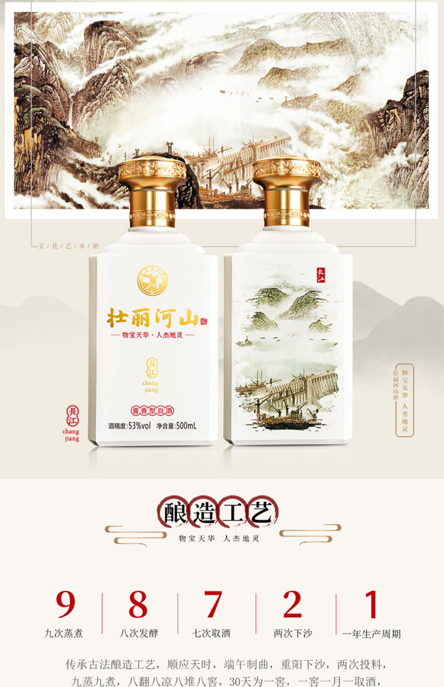 贵州壮丽河山酒53度500ml*4瓶整箱