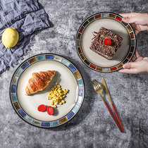 Bowl of noble steak plate knife and fork set home restaurant Western food breakfast fruit snack plate Nordic plate salad