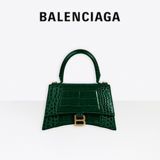 Сумка balenciaga巴黎世家hourglass女士闪亮鳄鱼纹小号手提包沙漏包