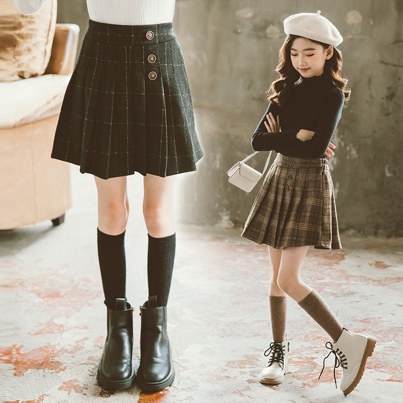 Female Great Boy Hair Shorty Short Skirt Half Body Dress Autumn Winter Clothing 2021 Winter Children Suit Girl Gushed Skirt Plexigu Dress