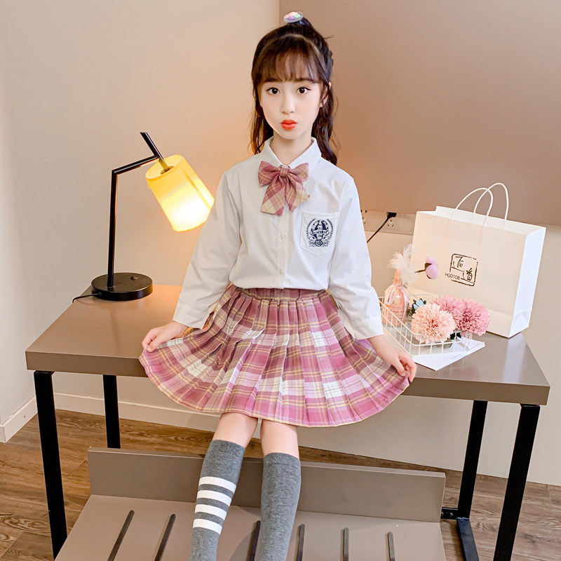 Ten-year-old girl jk uniform autumn suit children's little girl autumn suit skirt two-piece college style children's clothes