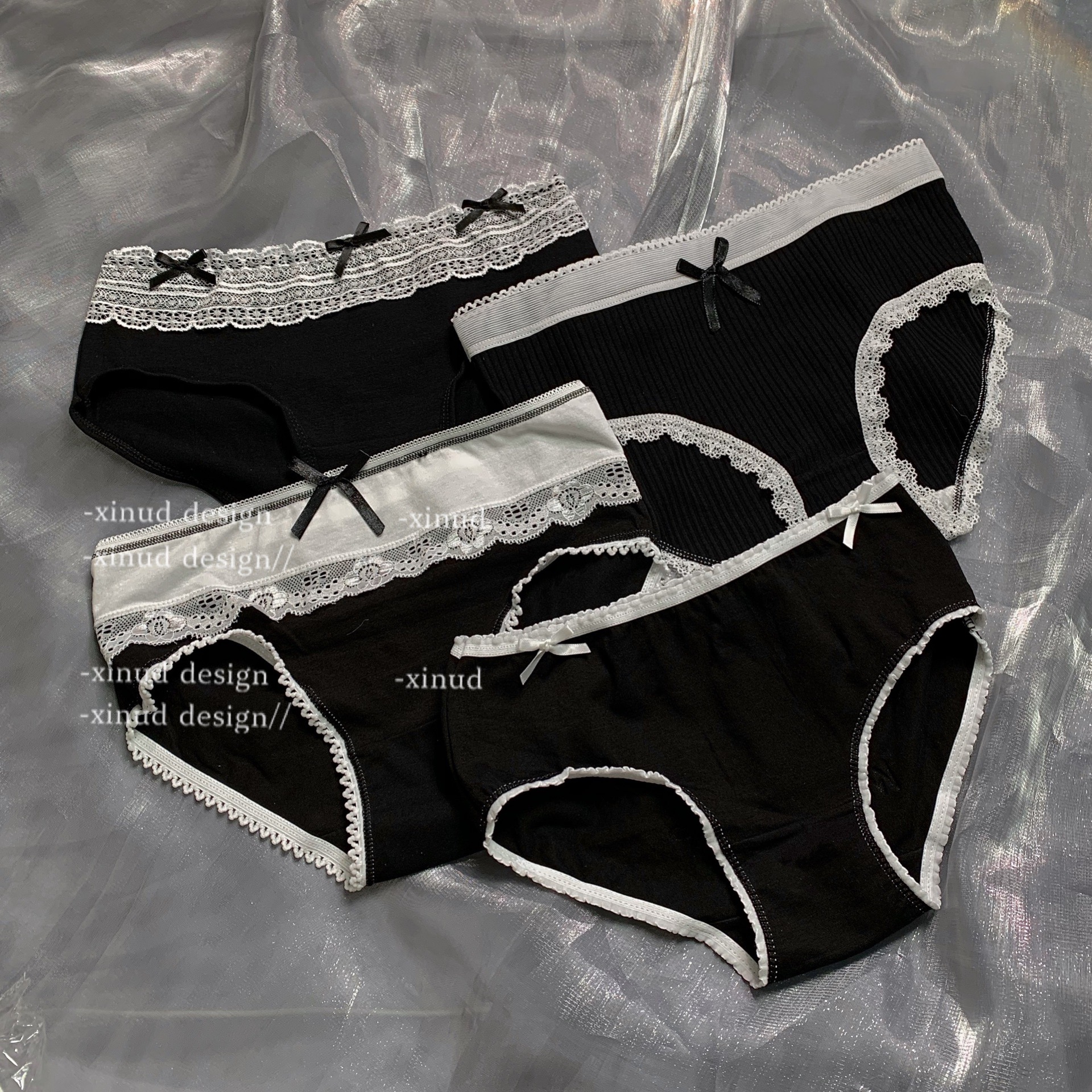 (Pure comfortable * Combined 4 pieces) Little fresh butterfly knot lace panties day trigone