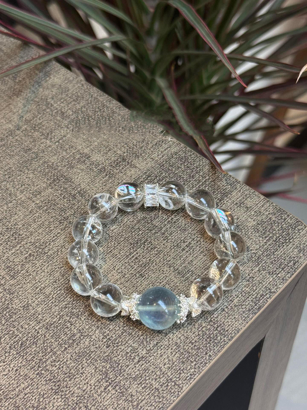 [Sea Salt Crushed Ice] Original Pure Natural Translucent High-Quality Aquamarine White Asai Bracelet as a Gift for Girlfriend and Couple