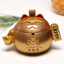 Property Cat Ashtrays Home Living Room With Cover Anti Fly Ash Chinese Retro Seal Office Atmosphere Brief Smoke Cylinder