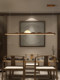 Sunset and Dusk Minimalist Zen-Style Long Strip Restaurant Chandelier, Natural Wood Lighting Fixture, Tea Room Lamp, Modern Chinese Style, Unique Design