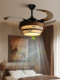 Song Dynasty Aesthetics, Oriental Poetry, Solid Wood Bamboo Leaf Ink Painting, Invisible Fan Chandelier, Strong Wind Power, 6-Speed Adjustable Main Light