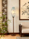 Imitation Tencel Linen Bamboo Leaf Print Fabric, Song Dynasty Aesthetic Retro Lantern Floor Lamp, Standing Lamp, Tea Room, Reception Room