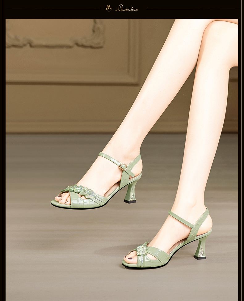C9143 2850K GIÀY CAO GÓT NỮ LEMREFL SEXY GẮN ĐÁ MÙA HÈ QUAI HẬU GIÀY DÉP NỮ G06 SẢN PHẨM MỚI