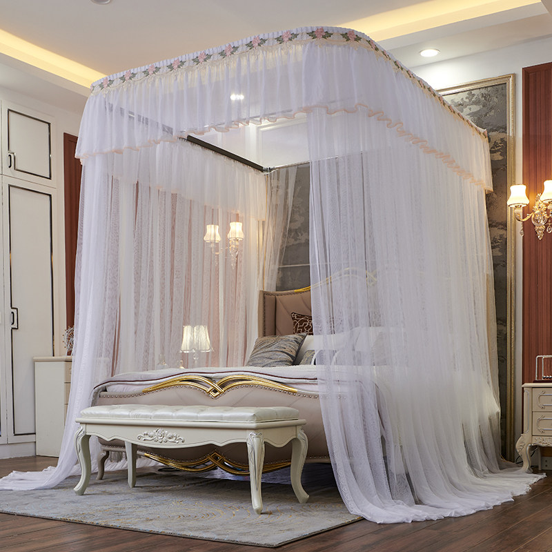 Huahun New Rail Mosquito Nets Home Encrypted Thickening U Type Rail Nets 1 5m1 8 m Bed Princess Wind Mosquito Nets