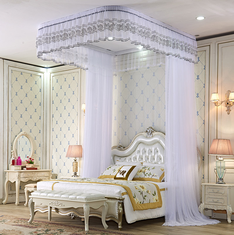 Huahun 2020 New Ceiling Mosquito Net 1 5m Bed 1 8m Double Home Princess Wind Encryption Bracket Guide Rail Mosquito Net