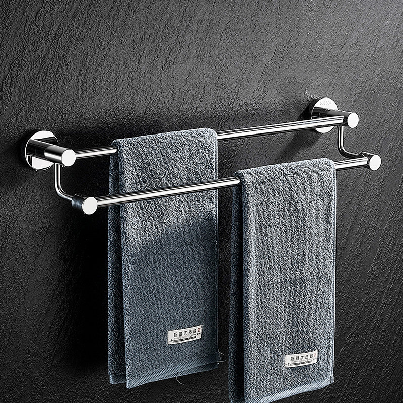 304 stainless steel towel-lever double-lever perforated dressing room shower room wall-mounted towel rack bath towels