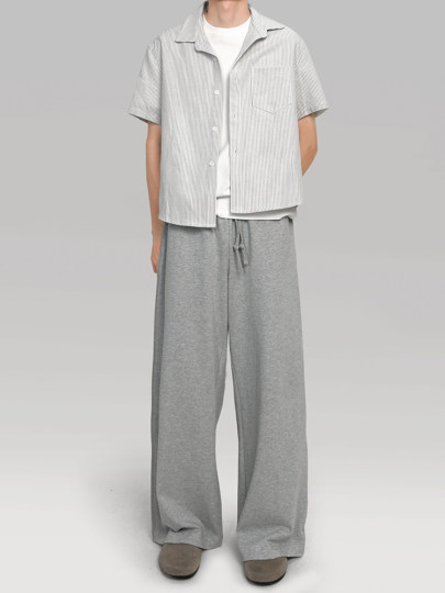 〔 PLUS NO LOGO 〕25SS 纯白/条纹短袖衬衫高级浅色短宽boxy版型