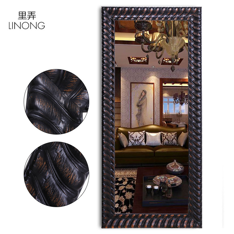 Lane) Nordic American French Full Body Floor Mirror Home Retro Solid Wood Cloakroom Wall Hanging Full Body Mirror