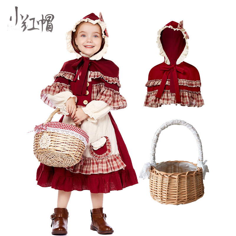 Little Red Riding Hood Cape, Parent-Child Red Cloak, Same Style as Yue Qiluo, Grimm's Fairy Tale, Granny Wolf, Drama Performance Costume