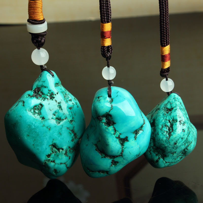 湖北省竹山産原石トルコ石、ブルートルコ石、手持ちペンダント、装飾品、高級磁器トルコ石ペンダント