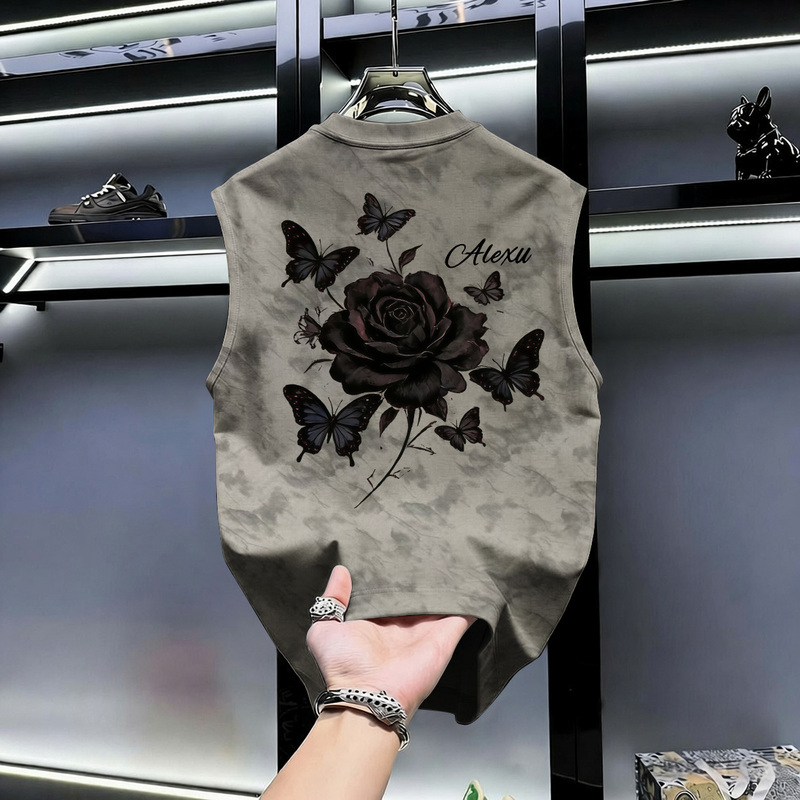 Outlet Order Cancellation, Foreign Trade Surplus, Summer New Style, Ink Tie-Dye Sleeveless Vest T-Shirt, Unisex, Versatile