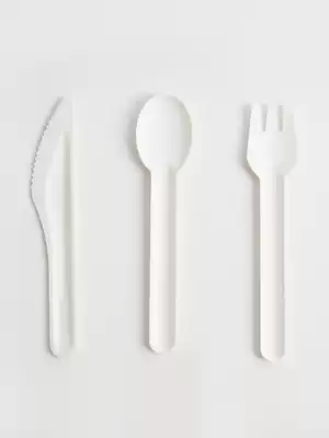 Cake spoon tableware fork disposable thickened commercial long handle small spoon rice spoon paper table knife plastic combination